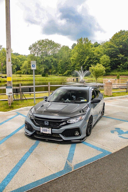 Honda Civic Type-R FK8 2017-2021 & Civic 10th Gen FC1 FC2 FC5 FC6 2016-2021 & Civic 10th Gen FC3 FC4 FK7 2017-2021 with Aftermarket Parts - Clearview Glass Style Hood Bonnet Carbon Fiber / FRP from CMST Tuning