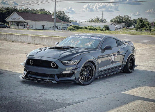 Ford Mustang GT 5.0 V6 3.6 Ecoboost 2.3 S550.1 2015-2017 with Aftermarket Parts - Stage 2 Clearview Glass Style Hood Bonnet Carbon Fiber / FRP from CMST Tuning