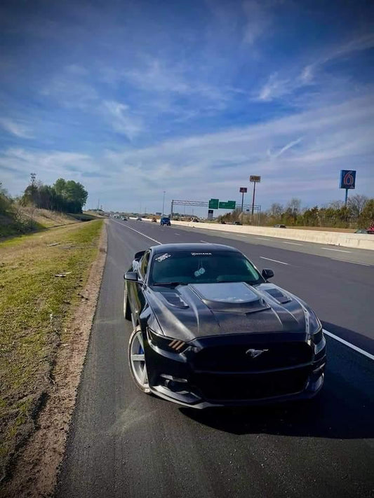 Ford Mustang GT 5.0 V6 3.6 Ecoboost 2.3 S550.1 2015-2017 with Aftermarket Parts - Stage 2 Clearview Glass Style Hood Bonnet Carbon Fiber / FRP from CMST Tuning