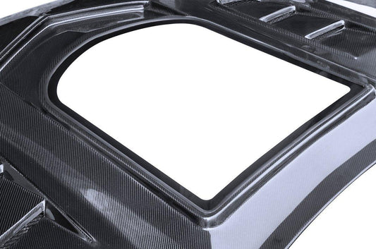 Ford Mustang GT 5.0 V6 3.6 Ecoboost 2.3 S550.1 2015-2017 with Aftermarket Parts - Stage 2 Clearview Glass Style Hood Bonnet Carbon Fiber / FRP from CMST Tuning