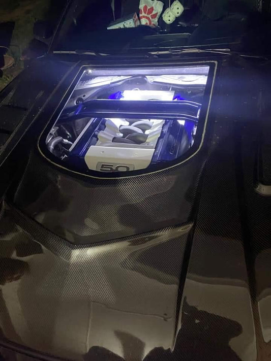 Ford Mustang GT 5.0 V6 3.6 Ecoboost 2.3 S550.1 2015-2017 with Aftermarket Parts - Stage 2 Clearview Glass Style Hood Bonnet Carbon Fiber / FRP from CMST Tuning