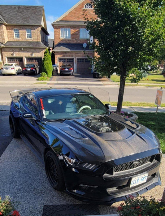 Ford Mustang GT 5.0 V6 3.6 Ecoboost 2.3 S550.1 2015-2017 with Aftermarket Parts - Stage 2 Clearview Glass Style Hood Bonnet Carbon Fiber / FRP from CMST Tuning