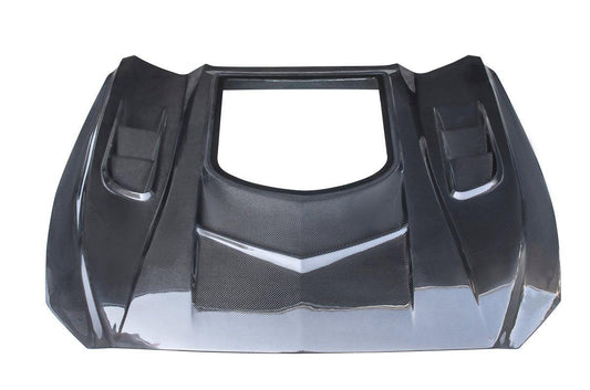 Ford Mustang GT 5.0 V6 3.6 Ecoboost 2.3 S550.1 2015-2017 with Aftermarket Parts - Stage 2 Clearview Glass Style Hood Bonnet Carbon Fiber / FRP from CMST Tuning