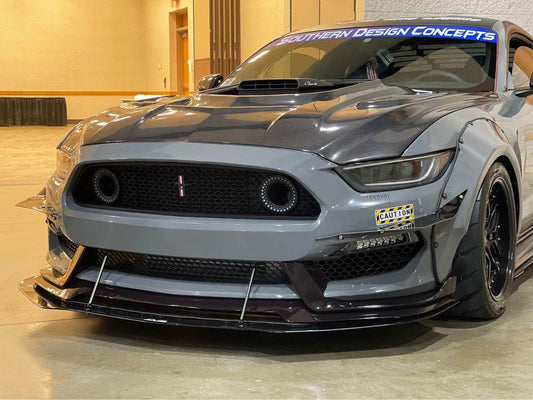 Ford Mustang GT 5.0 V6 3.6 Ecoboost 2.3 S550.1 2015-2017 with Aftermarket Parts - Stage 2 Clearview Glass Style Hood Bonnet Carbon Fiber / FRP from CMST Tuning