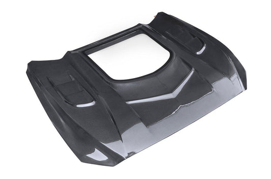 Ford Mustang GT 5.0 V6 3.6 Ecoboost 2.3 S550.1 2015-2017 with Aftermarket Parts - Stage 2 Clearview Glass Style Hood Bonnet Carbon Fiber / FRP from CMST Tuning