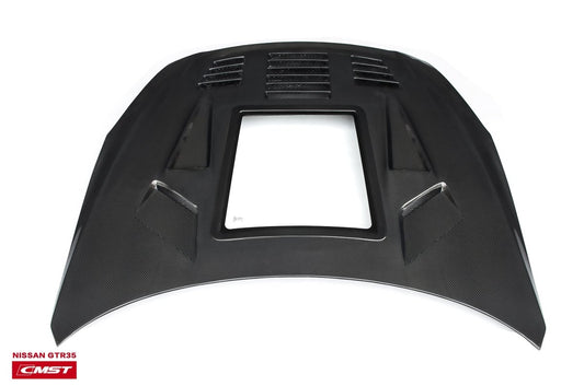 Nissan GTR Nismo T-Spec Premium Pure 2017-2024
(for installation on 2008-2016 vehicles, 2017-2024 front bumper is recommended) with Aftermarket Parts - V2 Tempered Clearview Glass Style Hood Bonnet Carbon Fiber / FRP Hood Bonnet from CMST Tuning