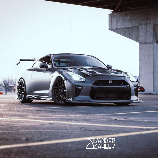 Nissan GTR Nismo T-Spec Premium Pure 2017-2024
(for installation on 2008-2016 vehicles, 2017-2024 front bumper is recommended) with Aftermarket Parts - V2 Tempered Clearview Glass Style Hood Bonnet Carbon Fiber / FRP Hood Bonnet from CMST Tuning