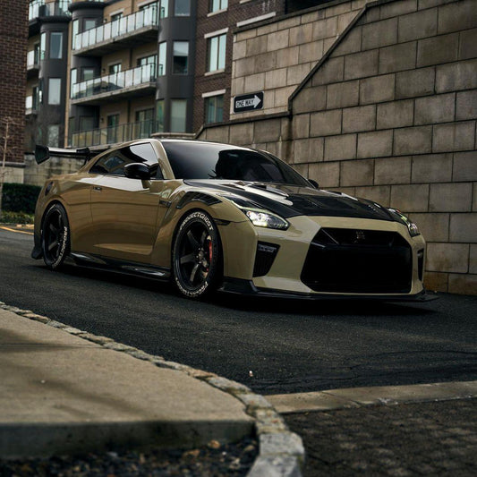 Nissan GTR Nismo T-Spec Premium Pure 2017-2024
(for installation on 2008-2016 vehicles, 2017-2024 front bumper is recommended) with Aftermarket Parts - V2 Tempered Clearview Glass Style Hood Bonnet Carbon Fiber / FRP Hood Bonnet from CMST Tuning