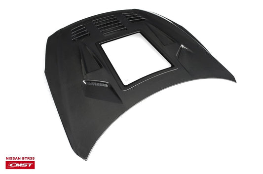 Nissan GTR Nismo T-Spec Premium Pure 2017-2024
(for installation on 2008-2016 vehicles, 2017-2024 front bumper is recommended) with Aftermarket Parts - V2 Tempered Clearview Glass Style Hood Bonnet Carbon Fiber / FRP Hood Bonnet from CMST Tuning