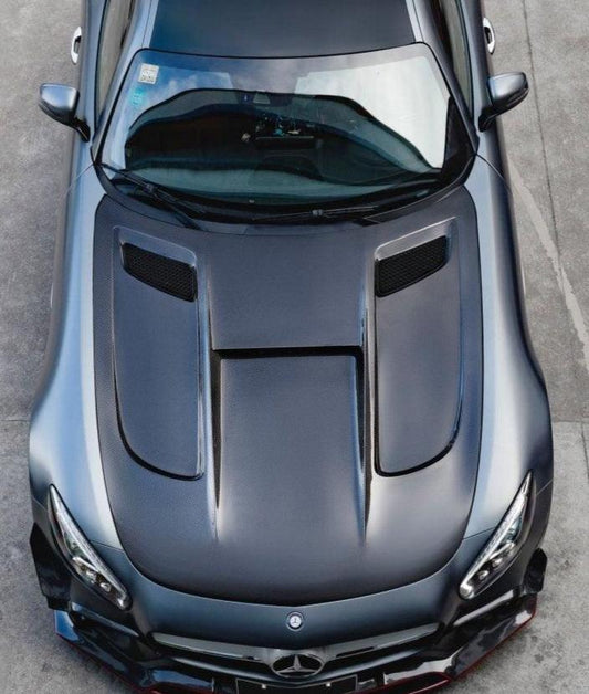 Mercedes Benz AMG GT GTS GTC GTR Pro Black Series C190 2016 2017 2018 2019 2020 2021 with Aftermarket Parts - Black Series Hood Bonnet Carbon Fiber / FRP from CMST Tuning