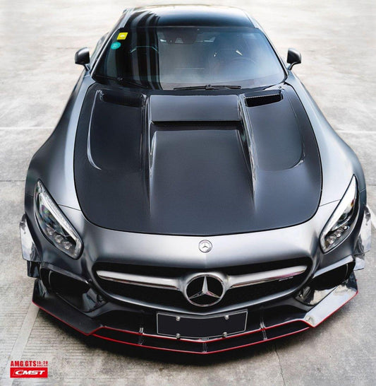Mercedes Benz AMG GT GTS GTC GTR Pro Black Series C190 2016 2017 2018 2019 2020 2021 with Aftermarket Parts - Black Series Hood Bonnet Carbon Fiber / FRP from CMST Tuning