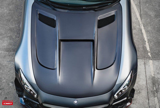 Mercedes Benz AMG GT GTS GTC GTR Pro Black Series C190 2016 2017 2018 2019 2020 2021 with Aftermarket Parts - Black Series Hood Bonnet Carbon Fiber / FRP from CMST Tuning