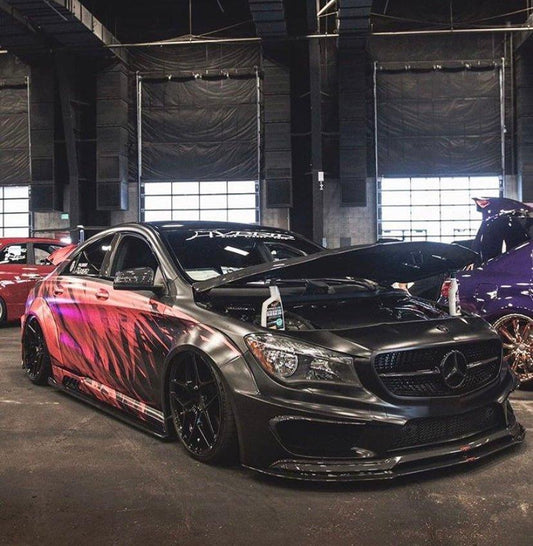 Mercedes Benz CLA45 AMG CLA250 C117 2014-2019 with Aftermarket Parts - Vented Style Hood Bonnet Carbon Fiber from CMST Tuning
