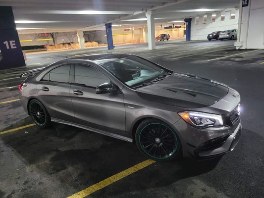 Mercedes Benz CLA45 AMG CLA250 C117 2014-2019 with Aftermarket Parts - Vented Style Hood Bonnet Carbon Fiber from CMST Tuning