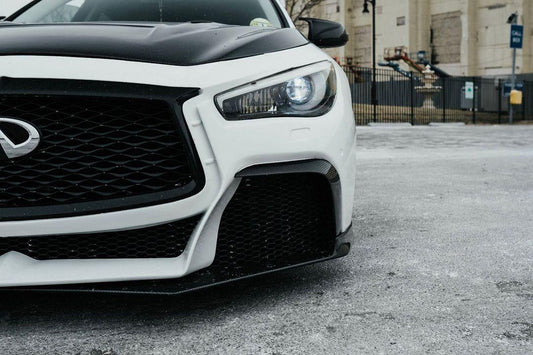 Infiniti Q50 Red Sport 400 Luxe Sensory Signature Premium Pure 2014-ON with Aftermarket Parts - Hood Bonnet Carbon Fiber / FRP from CMST Tuning