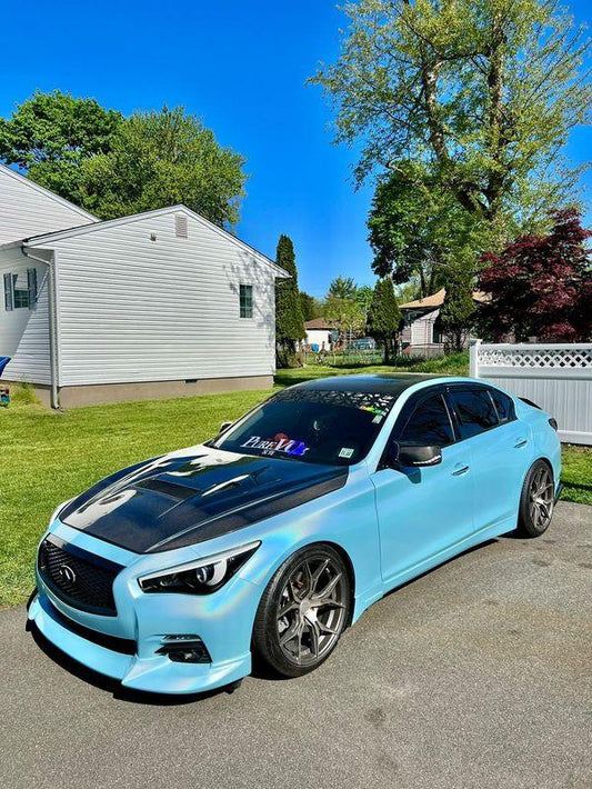 Infiniti Q50 Red Sport 400 Luxe Sensory Signature Premium Pure 2014-ON with Aftermarket Parts - Hood Bonnet Carbon Fiber / FRP from CMST Tuning