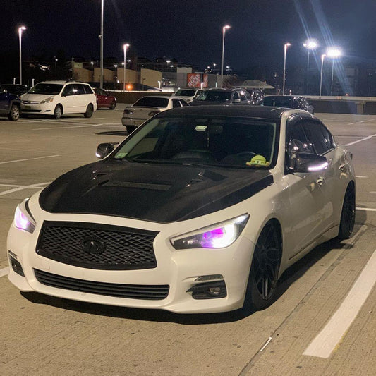 Infiniti Q50 Red Sport 400 Luxe Sensory Signature Premium Pure 2014-ON with Aftermarket Parts - Hood Bonnet Carbon Fiber / FRP from CMST Tuning