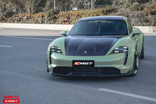 Porsche Taycan 9J1 Sedan/Cross Turismo RWD/4S/GTS/Turbo/Turbo S 2020-ON with Aftermarket Parts - OEM Hood Bonnet Carbon Fiber / FRP from CMST Tuning