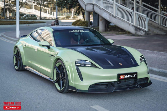 Porsche Taycan 9J1 Sedan/Cross Turismo RWD/4S/GTS/Turbo/Turbo S 2020-ON with Aftermarket Parts - OEM Hood Bonnet Carbon Fiber / FRP from CMST Tuning