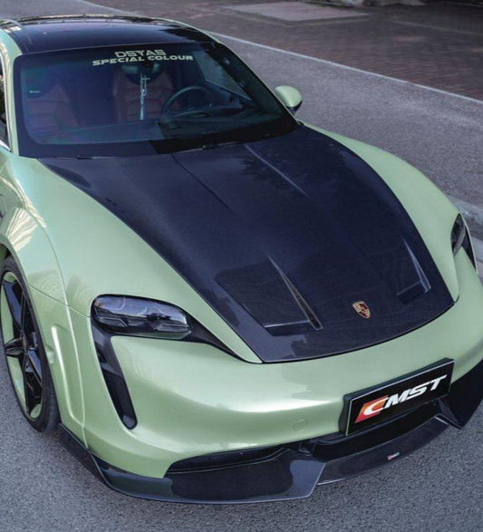 Porsche Taycan 9J1 Sedan/Cross Turismo RWD/4S/GTS/Turbo/Turbo S 2020-ON with Aftermarket Parts - OEM Hood Bonnet Carbon Fiber / FRP from CMST Tuning
