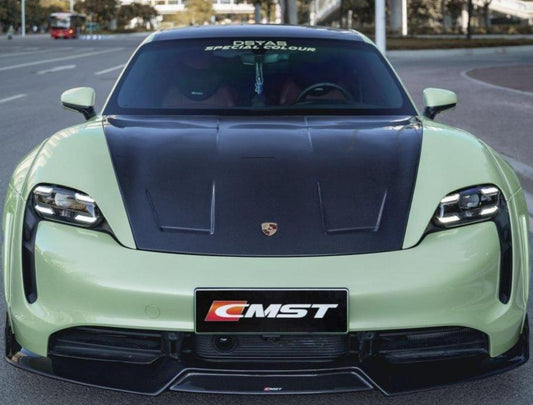 Porsche Taycan 9J1 Sedan/Cross Turismo RWD/4S/GTS/Turbo/Turbo S 2020-ON with Aftermarket Parts - OEM Hood Bonnet Carbon Fiber / FRP from CMST Tuning