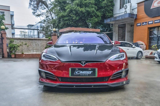 Tesla Model S 2nd Gen late 2016-early 2021 with Aftermarket Parts - Hood Bonnet Carbon Fiber / FRP from CMST Tuning