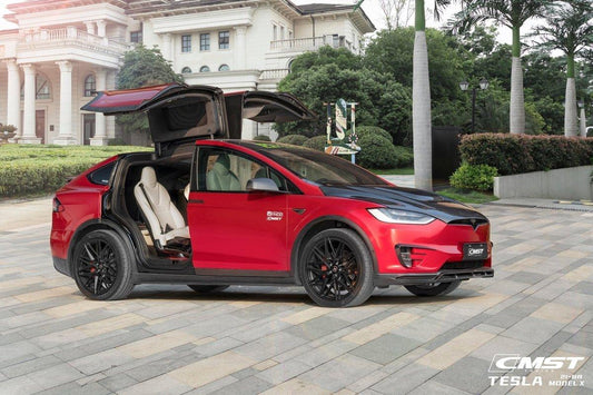 Tesla Model X P100D 100D 90D 75D 60D Performance Long Range Base 2016-2021 with Aftermarket Parts - Hood Bonnet Carbon Fiber / FRP from CMST Tuning