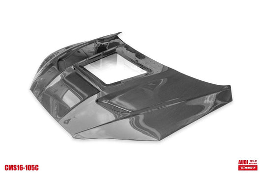 Audi RS5 S5 A5 B9 B9.5 2017-ON with Aftermarket Parts - V2 Tempered Glass Transparent Hood Bonnet Carbon Fiber / FRP from CMST Tuning