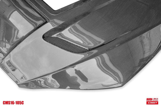 Audi RS5 S5 A5 B9 B9.5 2017-ON with Aftermarket Parts - V2 Tempered Glass Transparent Hood Bonnet Carbon Fiber / FRP from CMST Tuning