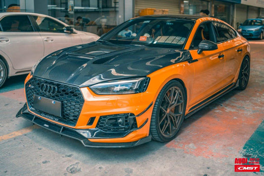 Audi RS5 S5 A5 B9 B9.5 2017-ON with Aftermarket Parts - V2 Tempered Glass Transparent Hood Bonnet Carbon Fiber / FRP from CMST Tuning