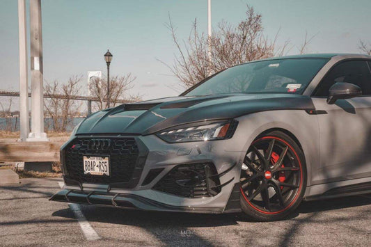 Audi RS5 S5 A5 B9 B9.5 2017-ON with Aftermarket Parts - V2 Tempered Glass Transparent Hood Bonnet Carbon Fiber / FRP from CMST Tuning