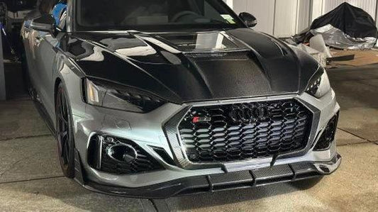 Audi RS5 S5 A5 B9 B9.5 2017-ON with Aftermarket Parts - V2 Tempered Glass Transparent Hood Bonnet Carbon Fiber / FRP from CMST Tuning