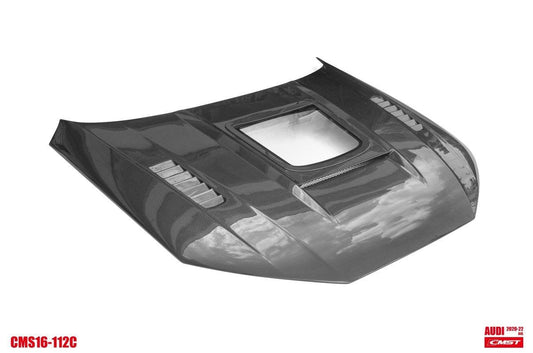 Audi RS4 2018-ON & S4 / A4 / A4 Allroad / A4 Avant B9 B9.5 2017-ON with Aftermarket Parts - V1 Tempered Glass Transparent Style Hood Bonnet Carbon Fiber / FRP from CMST Tuning