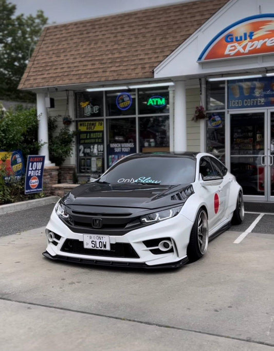 Honda Civic 10th Gen FC1 FC2 FC5 FC6 2016-2021 & FC3 FC4 2017-2021 & Civic 10th Gen FC3 FC4 FK7 2017-2021 with Aftermarket Parts - V1 Vented Style Hood Carbon Fiber / FRP from CMST Tuning