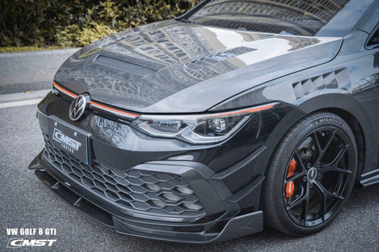 Volkswagen Golf R GTI Base MK8 2022-ON with Aftermarket Parts - V1 Vented Style Carbon Fiber/FRP Hood Bonnet from CMST Tuning