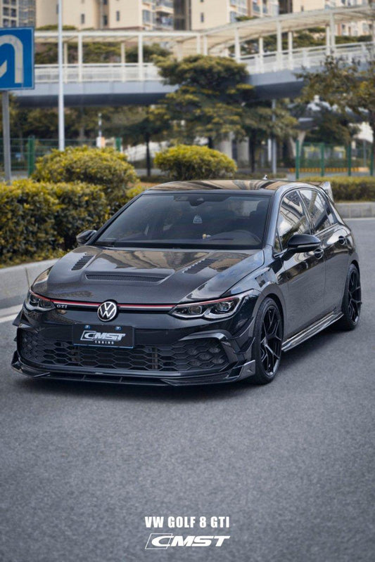 Volkswagen Golf R GTI Base MK8 2022-ON with Aftermarket Parts - V1 Vented Style Carbon Fiber/FRP Hood Bonnet from CMST Tuning