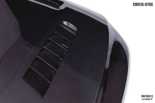 Volkswagen Golf R GTI Base MK8 2022-ON with Aftermarket Parts - V1 Vented Style Carbon Fiber/FRP Hood Bonnet from CMST Tuning