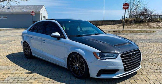Audi RS3 S3 A3 8V / 8V.5 2014 2015 2016 2017 2018 2019 2020 with Aftermarket Parts - V2 Hood Bonnet Carbon Fiber / FRP from CMST Tuning