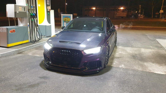 Audi RS3 S3 A3 8V / 8V.5 2014 2015 2016 2017 2018 2019 2020 with Aftermarket Parts - V2 Hood Bonnet Carbon Fiber / FRP from CMST Tuning