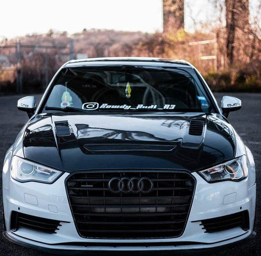 Audi RS3 S3 A3 8V / 8V.5 2014 2015 2016 2017 2018 2019 2020 with Aftermarket Parts - V2 Hood Bonnet Carbon Fiber / FRP from CMST Tuning