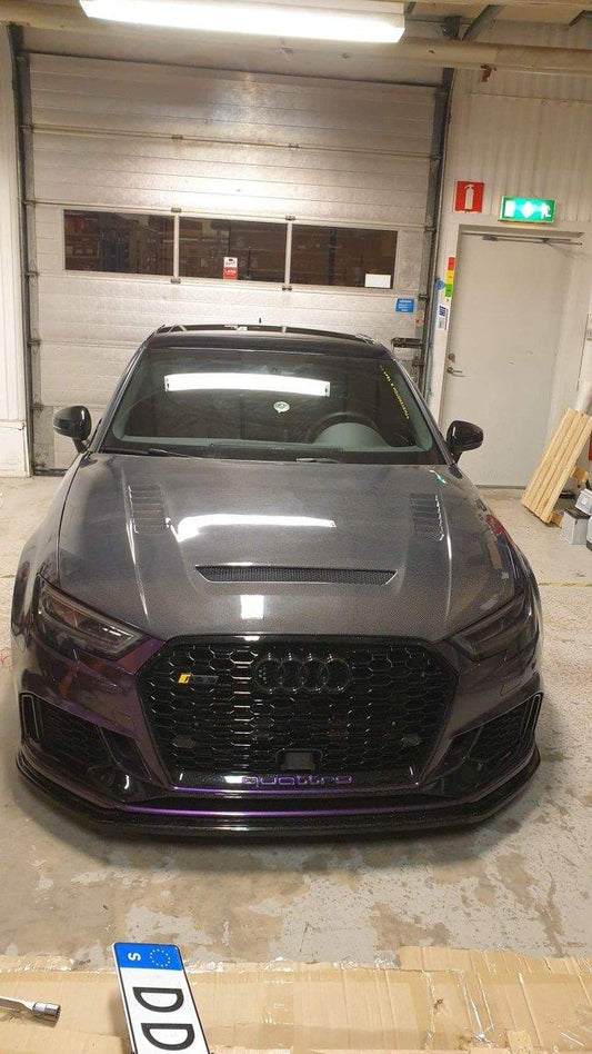 Audi RS3 S3 A3 8V / 8V.5 2014 2015 2016 2017 2018 2019 2020 with Aftermarket Parts - V2 Hood Bonnet Carbon Fiber / FRP from CMST Tuning
