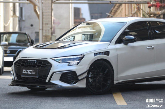 Audi RS3 S3 A3 8Y 2021-ON with Aftermarket Parts - V2 Hood Bonnet Carbon Fiber / FRP from CMST Tuning