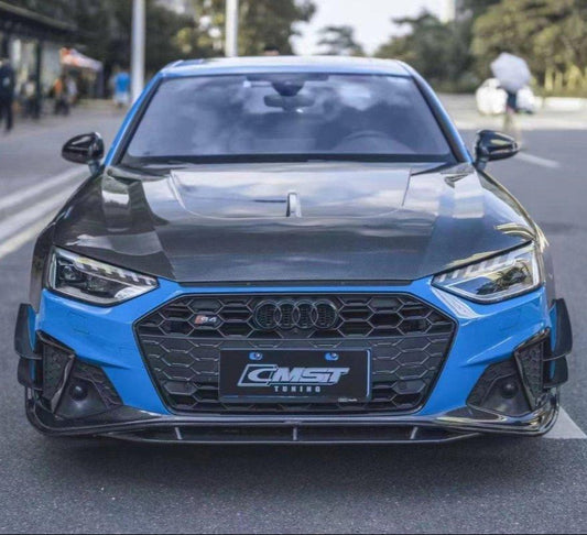 Audi RS4 2018-ON & S4 / A4 / A4 Allroad / A4 Avant B9 B9.5 2017-ON with Aftermarket Parts - V2 Hood Bonnet Carbon Fiber / FRP from CMST Tuning