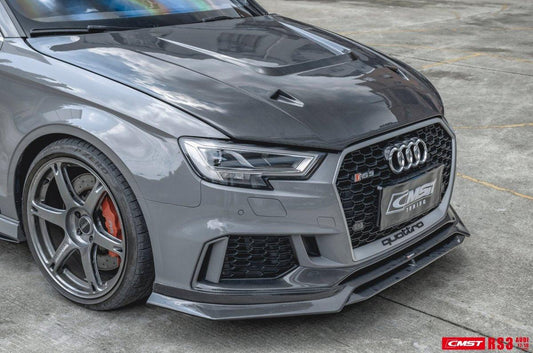 Audi RS3 S3 A3 8V / 8V.5 2014 2015 2016 2017 2018 2019 2020 with Aftermarket Parts - V4 Hood Bonnet Carbon Fiber / FRP from CMST Tuning