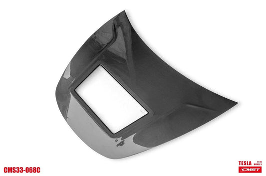 Tesla Model 3 Performance Long Range Standard Base 2017-2023 with Aftermarket Parts - V3 Style Hood Bonnet Carbon Fiber / FRP from CMST Tuning