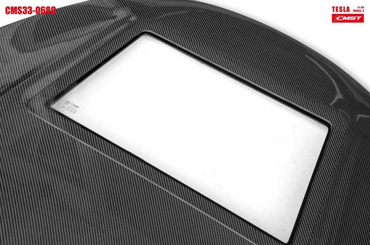 Tesla Model 3 Performance Long Range Standard Base 2017-2023 with Aftermarket Parts - V3 Style Hood Bonnet Carbon Fiber / FRP from CMST Tuning