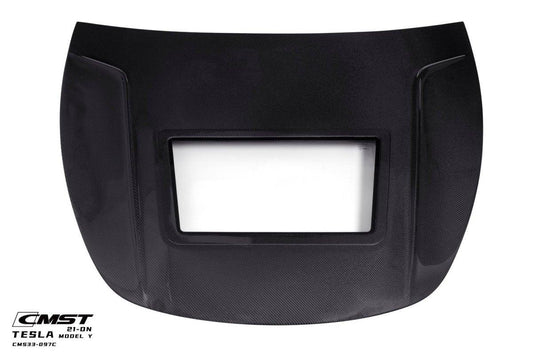 Tesla Model Y Performance AWD Long Range RWD Standard 2020-ON with Aftermarket Parts - V3 Tempered Glass Clearview Style Hood Bonnet Carbon Fiber / FRP from CMST Tuning