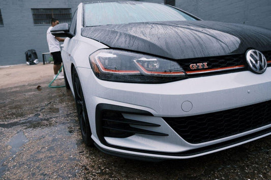 Volkswagen Golf R GTI Base MK7 MK7.5 2015-2021 with Aftermarket Parts - V1 Style Hood Bonnet Carbon Fiber / FRP from CMST Tuning