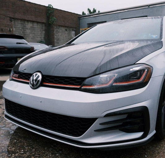 Volkswagen Golf R GTI Base MK7 MK7.5 2015-2021 with Aftermarket Parts - V1 Style Hood Bonnet Carbon Fiber / FRP from CMST Tuning