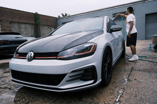Volkswagen Golf R GTI Base MK7 MK7.5 2015-2021 with Aftermarket Parts - V1 Style Hood Bonnet Carbon Fiber / FRP from CMST Tuning